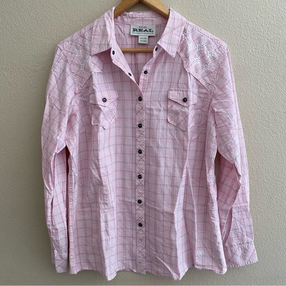 ARIAT Womens Floral Embroidered Western Snap Button Front Blouse Size XL Pink - Picture 1 of 7